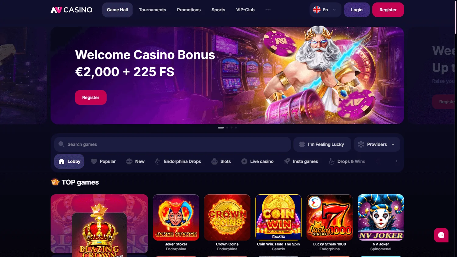 NV Casino képernyőképek